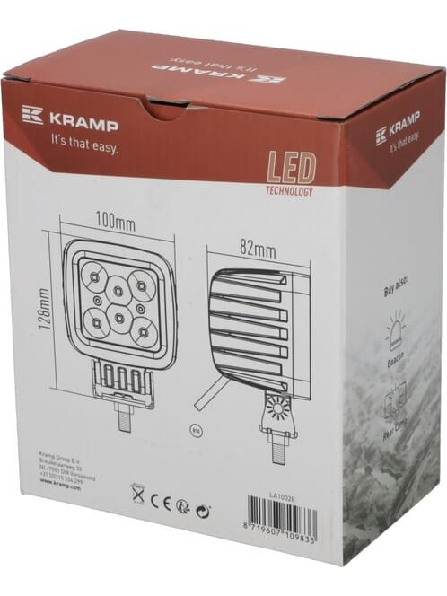 Darbo šviesos diodas LED, 42W, 3780lm, kvadratinis, 10/30V, 128x82x100mm, prožektorius, 6 LED, Kramp 3 Darbo šviesos diodas LED, 42W, 3780lm, kvadratinis, 10/30V, 128x82x100mm, prožektorius, 6 LED, Kramp 3