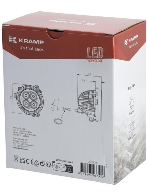 Darbo žibintas LED, 40W, 4800lm, apvali, prožektorius, Kramp 3 Darbo žibintas LED, 40W, 4800lm, apvali, prožektorius, Kramp 3