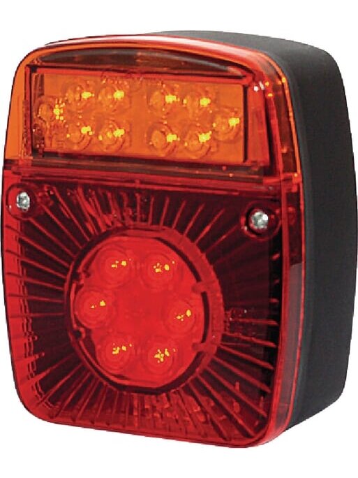 Daugiafunkcinis galinis LED žibintas, kvadratinis, 12-24 V, 121x101x56 mm, Kramp