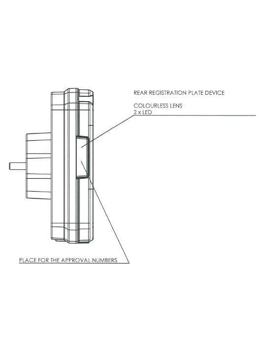 Daugiafunkcinis galinis RH žibintas LED, stačiakampis, 12-24 V, 242x134x36,5 mm, 7 kontaktų, Kramp 7