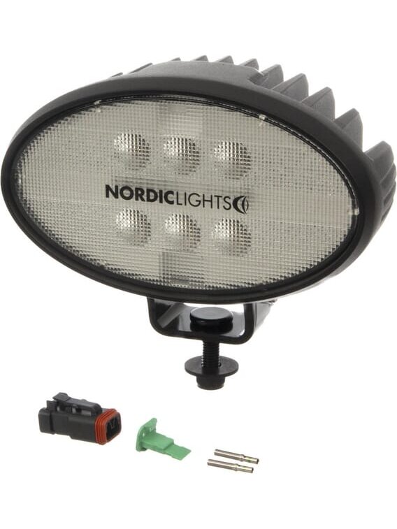 Darbo šviesos diodas LED, 16W, 1600lm, ovalus, 12/24V, baltas, tvirtinamas varžtais, 160x95x118mm, Deutsch 2-pin, Flood, 6 LED, SATO GO 610, Nordic Lights Darbo šviesos diodas LED, 16W, 1600lm, ovalus, 12/24V, baltas, tvirtinamas varžtais, 160x95x118mm, Deutsch 2-pin, Flood, 6 LED, SATO GO 610, Nordic Lights