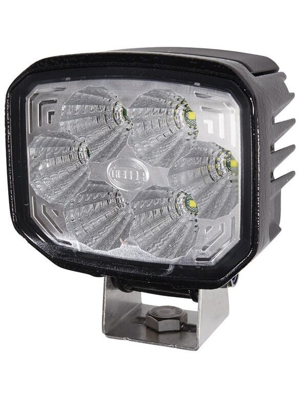 Darbinis LED žibintas, 18W, 850lm, kvadratinis, 9/33V, permatomas, 112x62x129mm Deutsch kištukas, 6 LED, Hella