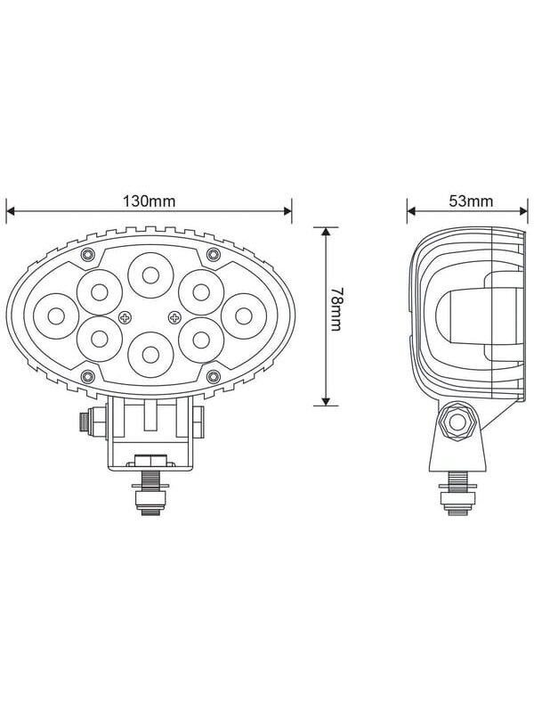 Darbinė LED lempa, 24W, 1920lm, ovali, 10-30V, balta, 130x53x78mm Deutsch kištukas, Flood, 8 LED, Kramp 7