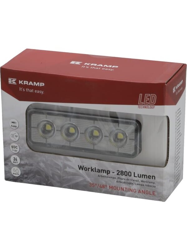 Darbinė LED lempa, 24W, 2800lm, stačiakampė, 9-36V, 130x42x42mm, prožektorius, Kramp 2 Darbinė LED lempa, 24W, 2800lm, stačiakampė, 9-36V, 130x42x42mm, prožektorius, Kramp 2