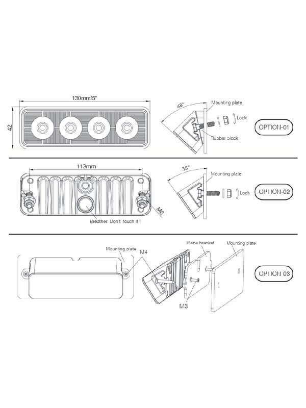 Darbinė LED lempa, 24W, 2800lm, stačiakampė, 9-36V, 130x42x42mm, prožektorius, Kramp 5