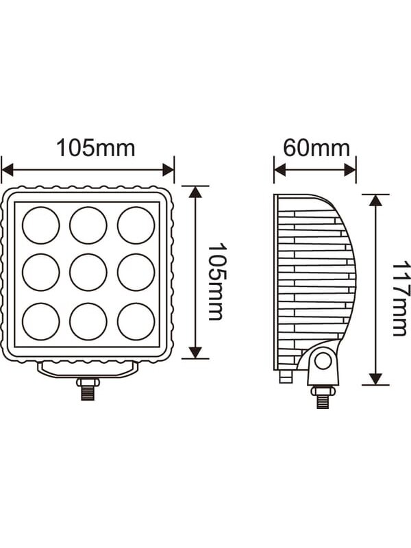 Darbinė LED lempa, 27W, 500lm, kvadratinė, mėlyna, 105x60x117mm Deutsch kištukas, taškinė, 9 LED, Kramp 6