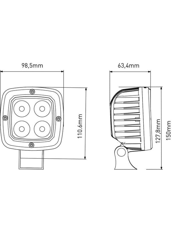 Darbinė LED lempa, 40W, 4000lm, kvadratinė, 10-30V, 110x63.4x98.5mm, taškinė, Kramp 5 Darbinė LED lempa, 40W, 4000lm, kvadratinė, 10-30V, 110x63.4x98.5mm, taškinė, Kramp 5