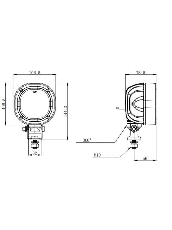 Darbinė LED lempa, 54W, 7200lm, kvadratinė, 10-30V, balta, prožektorius, 9 LED, "Kramp 7 Darbinė LED lempa, 54W, 7200lm, kvadratinė, 10-30V, balta, prožektorius, 9 LED, "Kramp 7