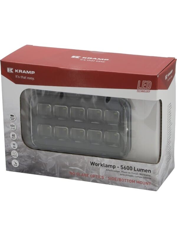 Darbinė LED lempa, 60W, 5600lm, stačiakampė, 9-36V, 150x90x88mm, neakinanti, Kramp 2