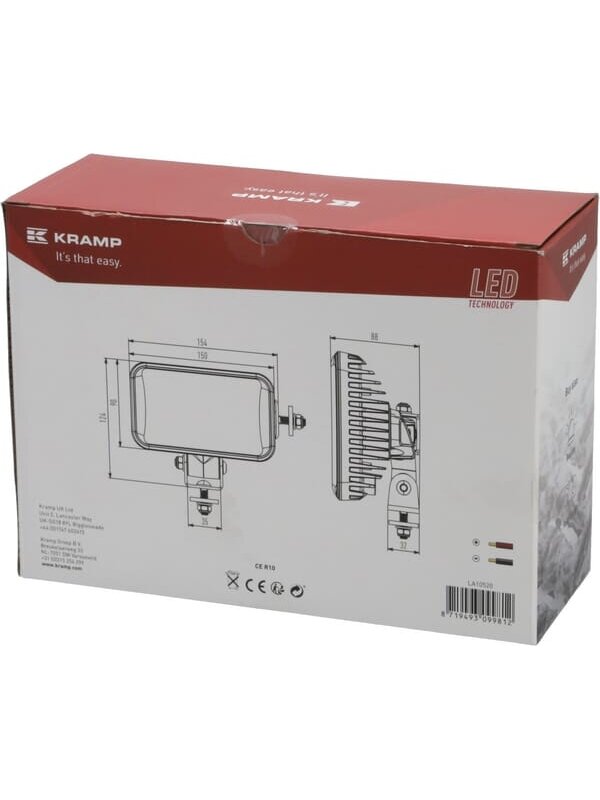 Darbinė LED lempa, 60W, 5600lm, stačiakampė, 9-36V, 150x90x88mm, neakinanti, Kramp 3