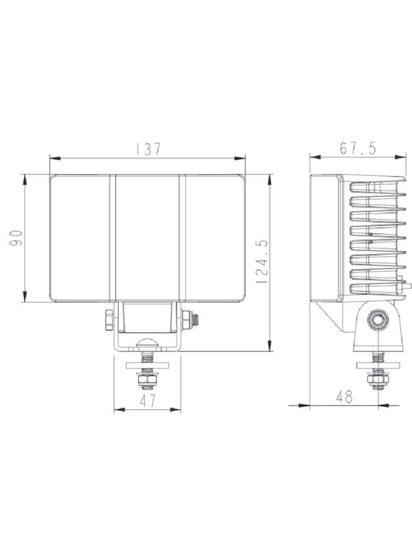 Darbinė LED lempa, 60W, 5700lm, stačiakampė, 9-36V, 137x90x67,5 mm, plačiajuostė, "Kramp 5 Darbinė LED lempa, 60W, 5700lm, stačiakampė, 9-36V, 137x90x67,5 mm, plačiajuostė, "Kramp 5