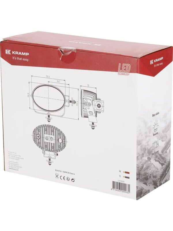 Darbinė LED lempa, 60W, 6000lm, ovali, 12-60V, 154x105x70mm, prožektorius, Kramp 1 Darbinė LED lempa, 60W, 6000lm, ovali, 12-60V, 154x105x70mm, prožektorius, Kramp 1