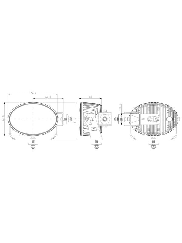 Darbinė LED lempa, 60W, 6000lm, ovali, 12-60V, 154x105x70mm, prožektorius, Kramp 11 Darbinė LED lempa, 60W, 6000lm, ovali, 12-60V, 154x105x70mm, prožektorius, Kramp 11