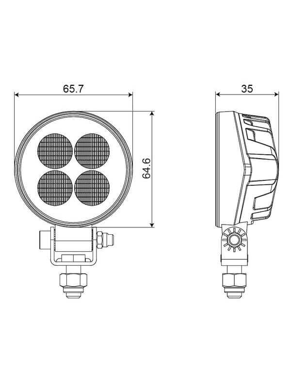 Darbinė LED lemputė, 12W, 1200lm, apvali, 12/24V, balta, 65,7x85,8x35mm Deutsch kištukas, Flood, 8LED's 5