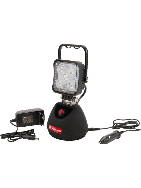 Darbinė LED lemputė, 15W, 900lm, 11-36V, juoda, 192.5x115x DC kištukas, 5 LED, Kramp Darbinė LED lemputė, 15W, 900lm, 11-36V, juoda, 192.5x115x DC kištukas, 5 LED, Kramp