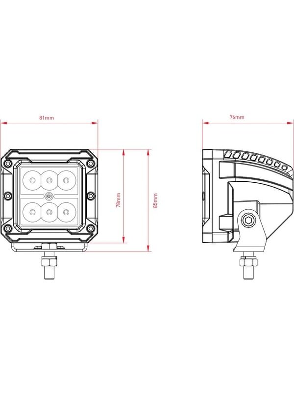 Darbinė LED lemputė, 18W, 1620lm, kvadratinė, 10-30V, 85x76x81mm, prožektorius, Kramp 12