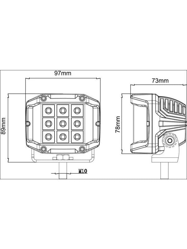 Darbinė LED lemputė, 22,5W, 2850lm, kvadratinė, 10/30V, 89x73x97mm, Kramp 6 Darbinė LED lemputė, 22,5W, 2850lm, kvadratinė, 10/30V, 89x73x97mm, Kramp 6