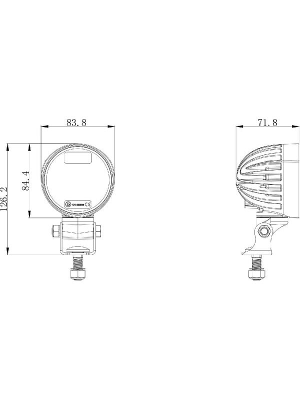 Darbinė LED lemputė, 40W, 4000lm, apvali, balta, 10/30 V, 84x126x71,8 mm, Deutsch kištukas, 4 LED, 360 laipsnių, Kramp 12 Darbinė LED lemputė, 40W, 4000lm, apvali, balta, 10/30 V, 84x126x71,8 mm, Deutsch kištukas, 4 LED, 360 laipsnių, Kramp 12
