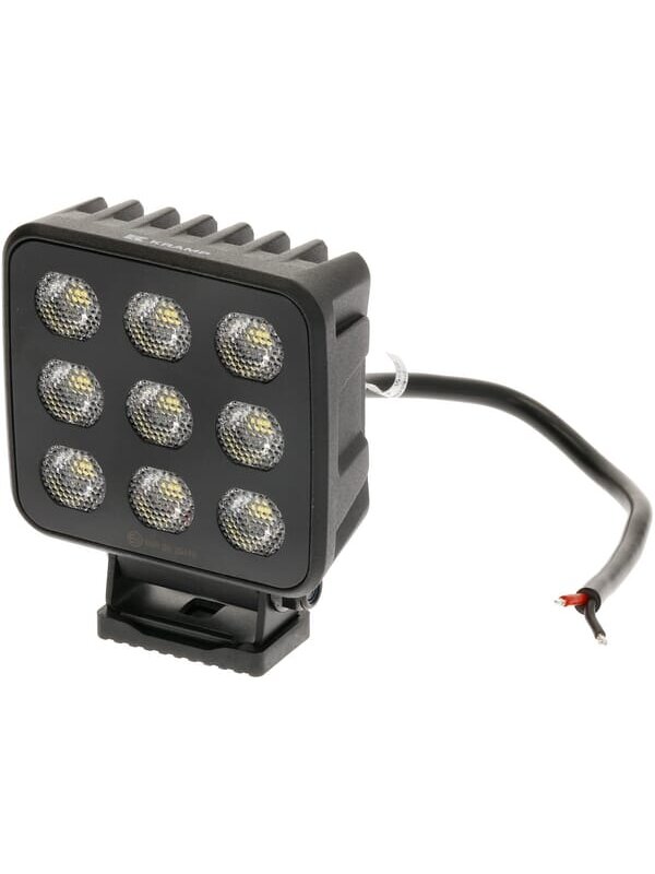 Darbinė LED lemputė, 90W, 6800lm, kvadratinė, 12/24V, balta, 108x120.7x52.7mm Deutsch kištukas, Flood, 18LED's