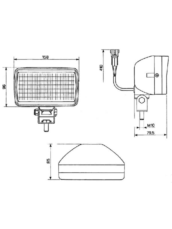 Darbinis halogeninis šviestuvas, 55 W, stačiakampis, 12 V, skaidrus, 96 mm AMP kištukas, Cobo 1 Darbinis halogeninis šviestuvas, 55 W, stačiakampis, 12 V, skaidrus, 96 mm AMP kištukas, Cobo 1