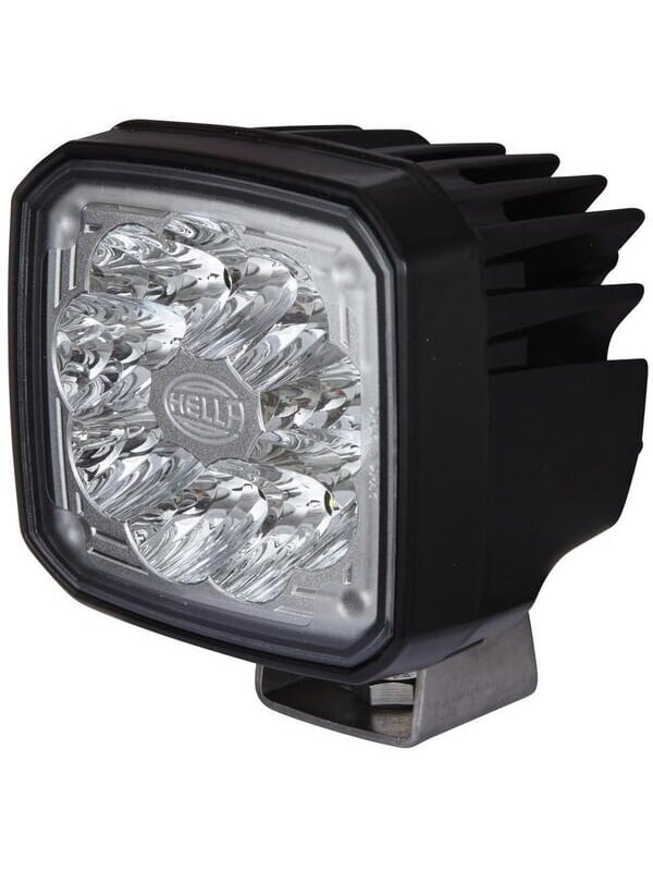 Darbinis LED žibintas, 2000lm, kvadratinis, 12/24V, skaidrus, 100x85mm Deutsch kištukas, 9 LED, Hella