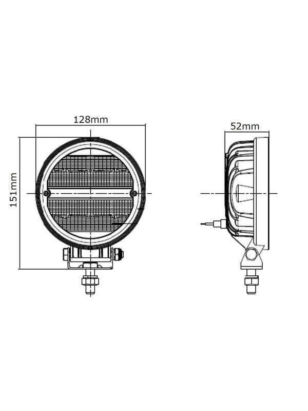 Darbinis LED žibintas, 24W, 2272lm, apvali, 9-36V, Ø 128mm Deutsch kištukas, plati žibintas, 16 LED, Kramp 7