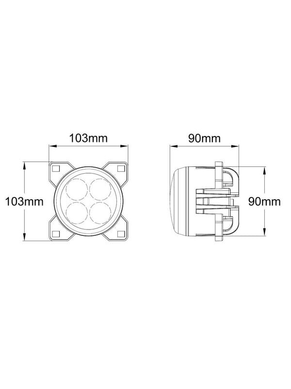 Darbinis LED žibintas, 40W, 4000lm, apvalus, 10/30V, Ø 90mm, H11/Deutsch kištukas, taškinis, 4 LED, Kramp 8 Darbinis LED žibintas, 40W, 4000lm, apvalus, 10/30V, Ø 90mm, H11/Deutsch kištukas, taškinis, 4 LED, Kramp 8