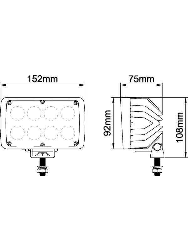Darbinis LED žibintas, 40W, 4000lm, stačiakampis, baltas, 152x75x108mm, Deutsch kištukas, platus šviesos srautas, 8 šviesos diodai, Kramp 13 Darbinis LED žibintas, 40W, 4000lm, stačiakampis, baltas, 152x75x108mm, Deutsch kištukas, platus šviesos srautas, 8 šviesos diodai, Kramp 13