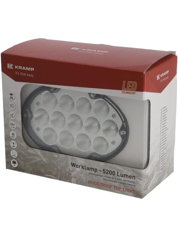 Darbinis LED žibintas, 65W, 5200lm, ovalus, 10/30V, 161x110x90mm, platus prožektorius, 13 LED, H4, Kramp 4