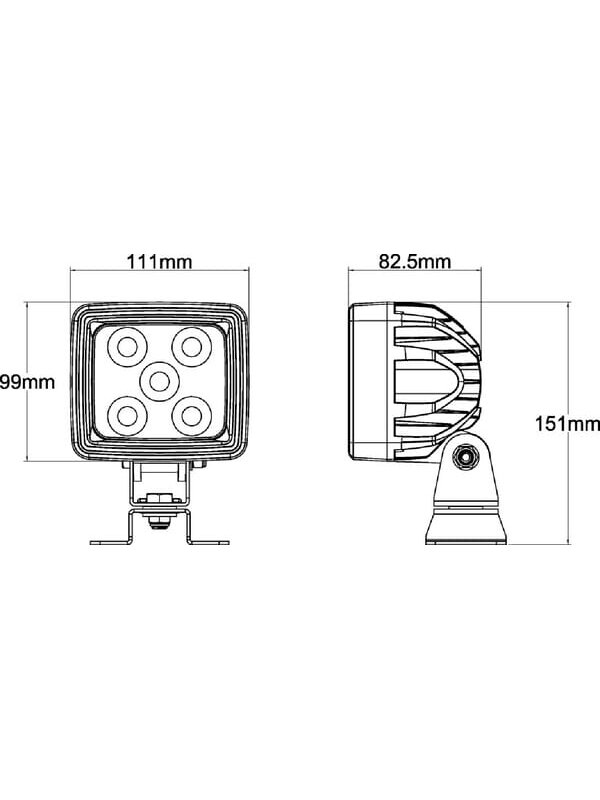 Darbinis LED žibintas, 67W, 5600lm, kvadratinis, 10/30V, baltos spalvos, Deutsch kištukas, plataus spindulio, 20 LED, Kramp 5 Darbinis LED žibintas, 67W, 5600lm, kvadratinis, 10/30V, baltos spalvos, Deutsch kištukas, plataus spindulio, 20 LED, Kramp 5