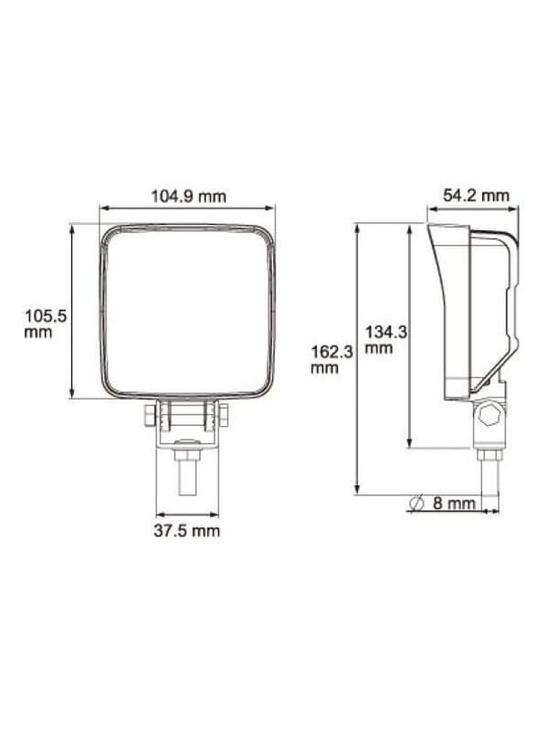 Darbo šviesa LED, 18W, 1440lm, kvadratinė, 9/33V, skaidri, tvirtinama varžtais, 134,3x54x104,9 mm 1 Darbo šviesa LED, 18W, 1440lm, kvadratinė, 9/33V, skaidri, tvirtinama varžtais, 134,3x54x104,9 mm 1