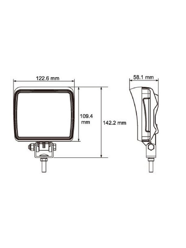Darbo šviesa LED, 18W, 2160lm, kvadratinė, 12/36V, 142x58.1x122mm Deutsch kištukas, Flood, Kramp 8 Darbo šviesa LED, 18W, 2160lm, kvadratinė, 12/36V, 142x58.1x122mm Deutsch kištukas, Flood, Kramp 8