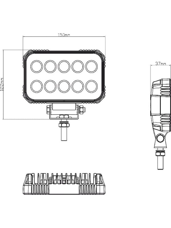Darbo šviesos diodas LED, 15W, 1900lm, stačiakampis, 10/30V, 150x37x100mm, prožektorius, 10 šviesos diodų, Kramp 5 Darbo šviesos diodas LED, 15W, 1900lm, stačiakampis, 10/30V, 150x37x100mm, prožektorius, 10 šviesos diodų, Kramp 5