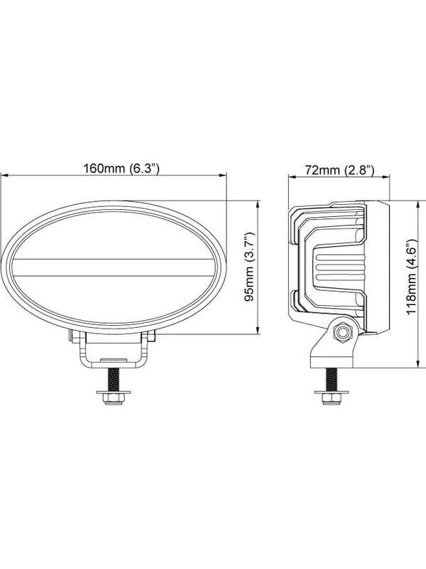 Darbo šviesos diodas LED, 16W, 1600lm, ovalus, 12/24V, baltas, tvirtinamas varžtais, 160x95x118mm, Deutsch 2-pin, Flood, 6 LED, SATO GO 610, Nordic Lights 6 Darbo šviesos diodas LED, 16W, 1600lm, ovalus, 12/24V, baltas, tvirtinamas varžtais, 160x95x118mm, Deutsch 2-pin, Flood, 6 LED, SATO GO 610, Nordic Lights 6