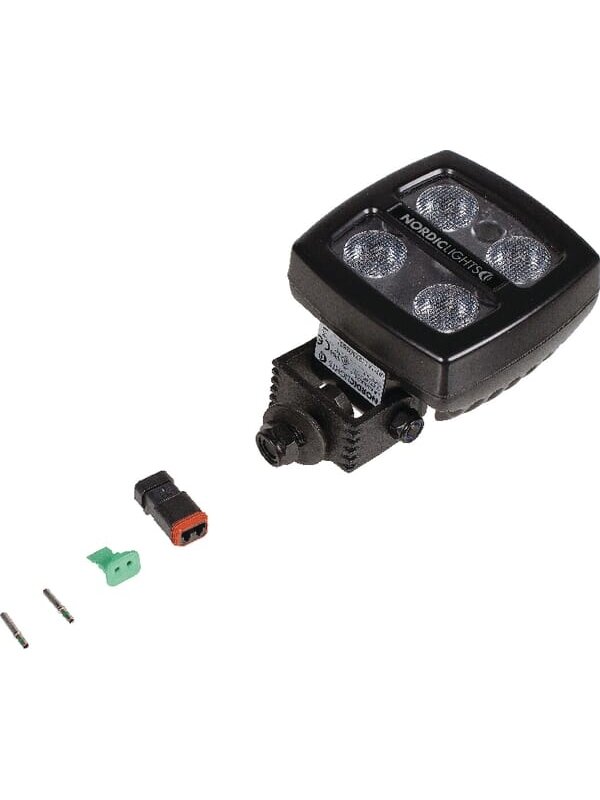 Darbo šviesos diodas LED, 17W, 1100lm, kvadratinis, 12/24V, skaidrus, tvirtinamas varžtais, 122x76x100mm, Deutsch 2-pin, platus, 4 LED, Scorpius N26 iš Nordic Lights