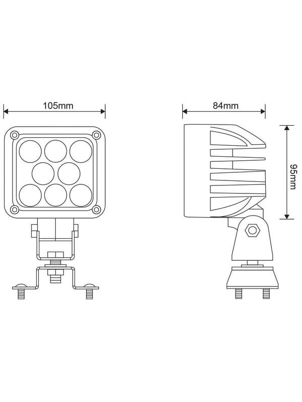 Darbo šviesos diodas LED, 24W, 1920lm, kvadratinis, baltas, 95x84x105mm, Deutsch kištukas, prožektorius, 8 šviesos diodai, Kramp 6