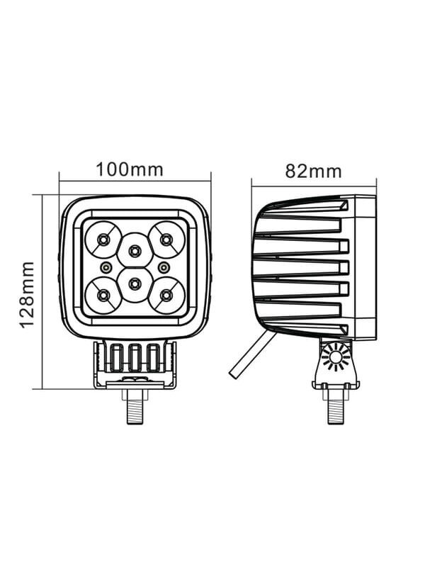 Darbo šviesos diodas LED, 42W, 3780lm, kvadratinis, 10/30V, 128x82x100mm, prožektorius, 6 LED, Kramp 4 Darbo šviesos diodas LED, 42W, 3780lm, kvadratinis, 10/30V, 128x82x100mm, prožektorius, 6 LED, Kramp 4