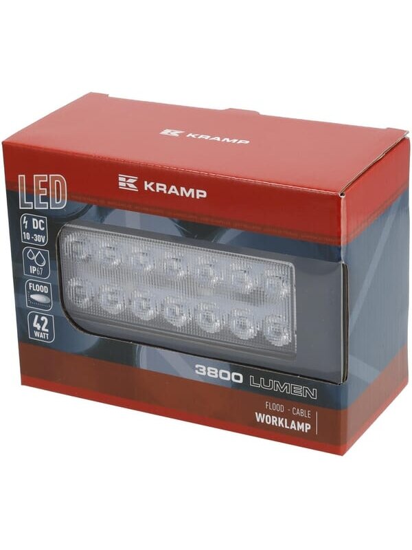Darbo šviesos diodas LED, 42W, 3800lm, stačiakampis, 10/30V, 140.2x41.8x57.2mm, prožektorius, Kramp 3