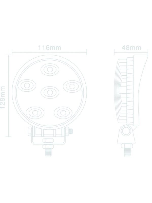 Darbo žibintas LED, 18W, 1440lm, apvali, 10/30V, Ø 110mm, prožektorius, 6 LED, gopart 2 Darbo žibintas LED, 18W, 1440lm, apvali, 10/30V, Ø 110mm, prožektorius, 6 LED, gopart 2
