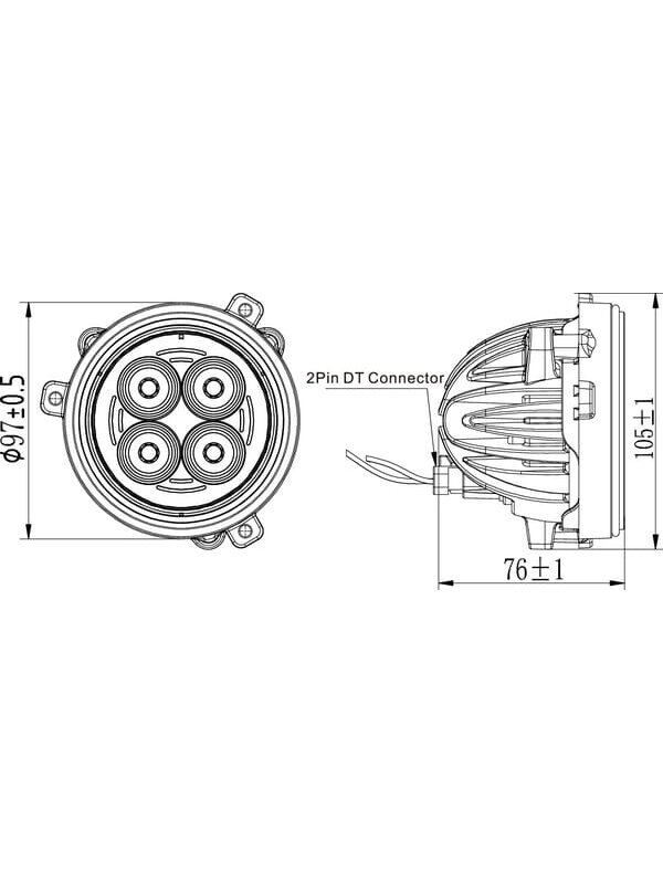 Darbo žibintas LED, 40W, 4800lm, apvali, prožektorius, Kramp 4 Darbo žibintas LED, 40W, 4800lm, apvali, prožektorius, Kramp 4