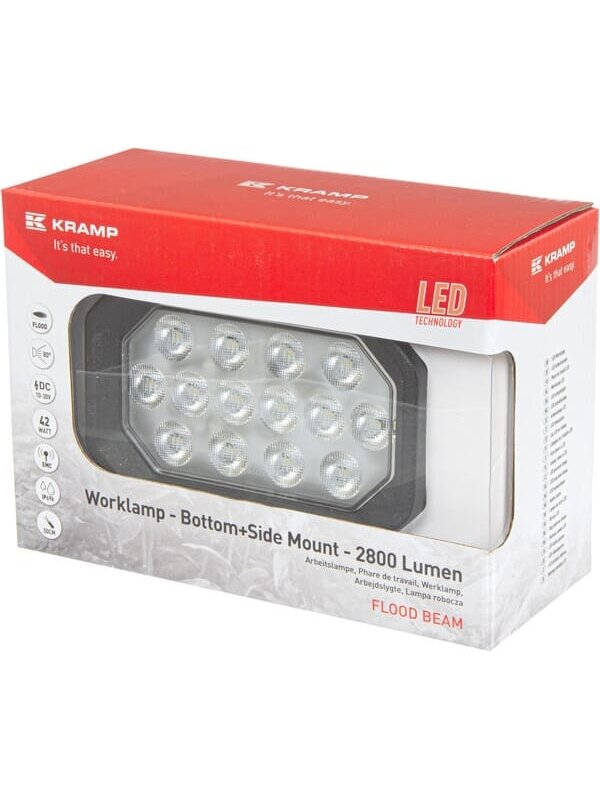 Darbo žibintas LED, 42W, 2800lm, stačiakampė, potvynio, Kramp 11 Darbo žibintas LED, 42W, 2800lm, stačiakampė, potvynio, Kramp 11