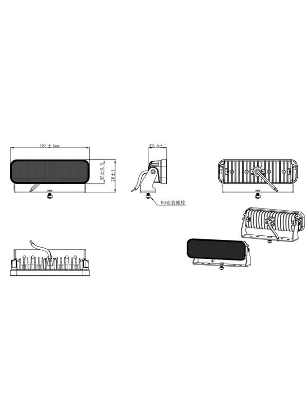 Darbo žibintas LED, 54W, 3960lm, stačiakampė, 10/30V, 180x55x38mm, prožektorius, Kramp 6 Darbo žibintas LED, 54W, 3960lm, stačiakampė, 10/30V, 180x55x38mm, prožektorius, Kramp 6