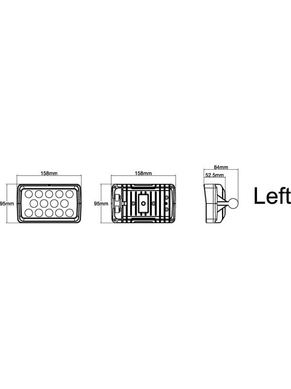 Darbo žibintas LH LED, 21W, 2600lm, stačiakampio formos, 10-30V, balta, 158x84x95mm, Flood, 14 LED, Kramp 12