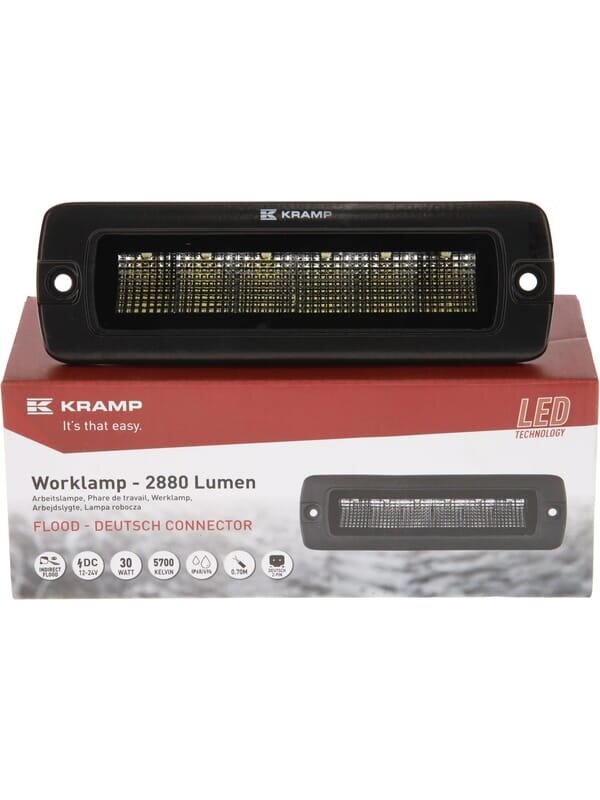 Darbo žibintas netiesioginė LED, 30W, 2880lm, stačiakampė, 12/24V, balta, 157x49,7x60mm Deutsch kištukas, Flood, 6LED's 3 Darbo žibintas netiesioginė LED, 30W, 2880lm, stačiakampė, 12/24V, balta, 157x49,7x60mm Deutsch kištukas, Flood, 6LED's 3