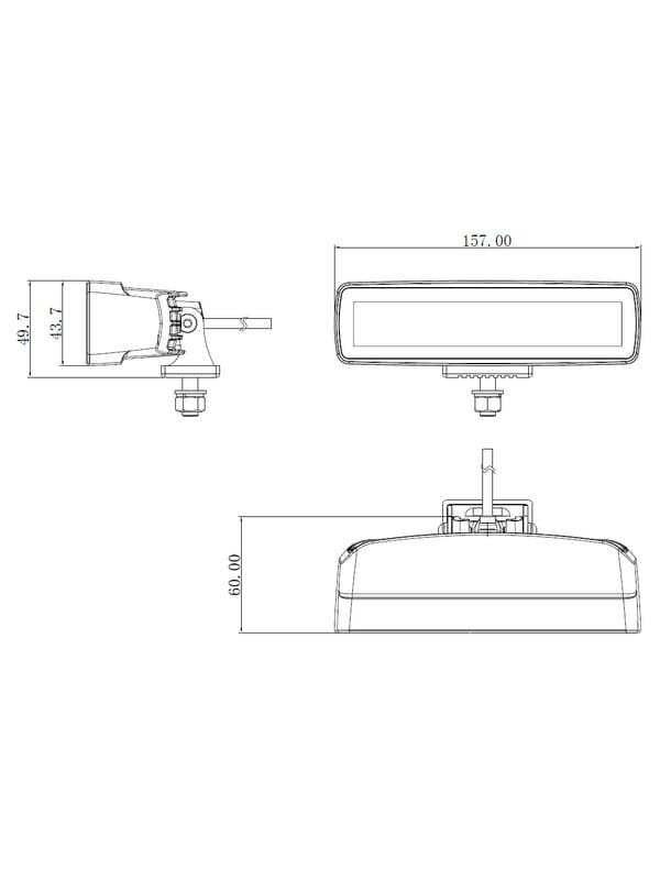 Darbo žibintas netiesioginė LED, 30W, 2880lm, stačiakampė, 12/24V, balta/oranžinė, 157x49,7x60mm Deutsch kištukas, Flood, 6LED's 8