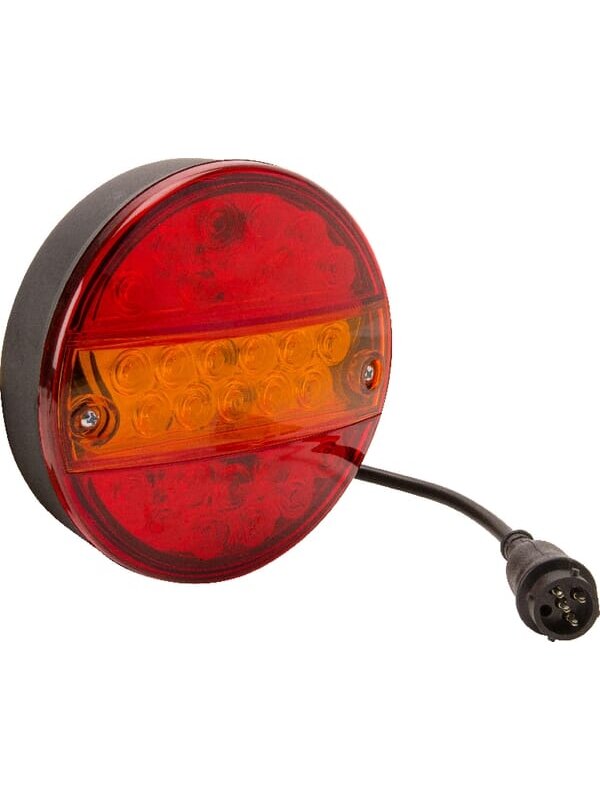 Daugiafunkcinis galinis LED žibintas, apvalus, 12 V (integruota varža), Ø 142 mm, 5 kontaktų, Kramp Daugiafunkcinis galinis LED žibintas, apvalus, 12 V (integruota varža), Ø 142 mm, 5 kontaktų, Kramp