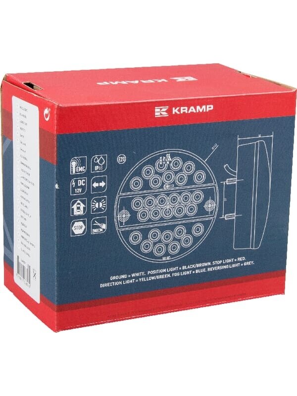 Daugiafunkcinis galinis LED žibintas, apvalus, 12 V (integruota varža), Ø 142 mm, Kramp 1 Daugiafunkcinis galinis LED žibintas, apvalus, 12 V (integruota varža), Ø 142 mm, Kramp 1