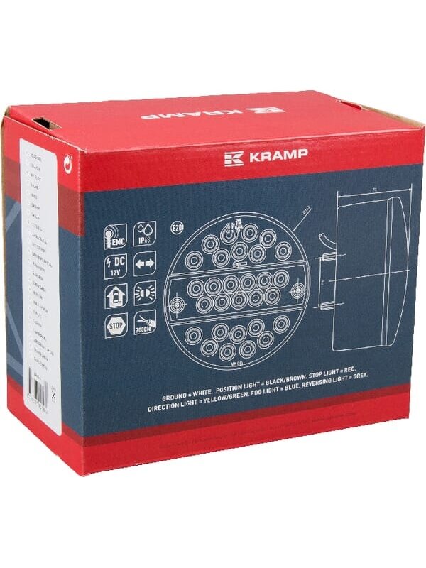 Daugiafunkcinis galinis LED žibintas, apvalus, 12 V, Ø 142 mm, Kramp 2 Daugiafunkcinis galinis LED žibintas, apvalus, 12 V, Ø 142 mm, Kramp 2