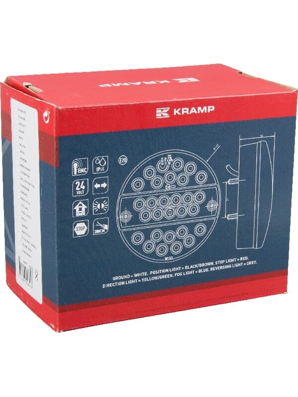 Daugiafunkcinis galinis LED žibintas, apvalus, 24 V (integruota varža), Ø 142 mm, Kramp 1 Daugiafunkcinis galinis LED žibintas, apvalus, 24 V (integruota varža), Ø 142 mm, Kramp 1