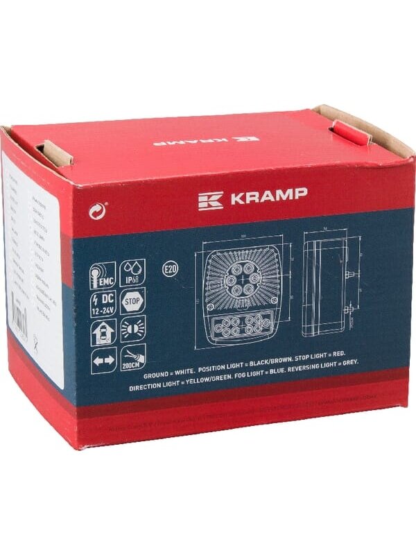 Daugiafunkcinis galinis LED žibintas, kvadratinis, 12-24 V, 121x101x56 mm, Kramp 4 Daugiafunkcinis galinis LED žibintas, kvadratinis, 12-24 V, 121x101x56 mm, Kramp 4